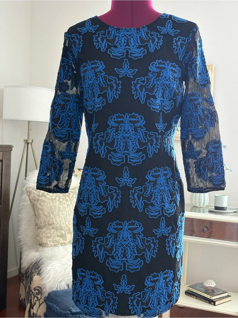 NEW with tags SANTIERI Blue-Black Sachin and Babi DRESS SZ 4 retail $595